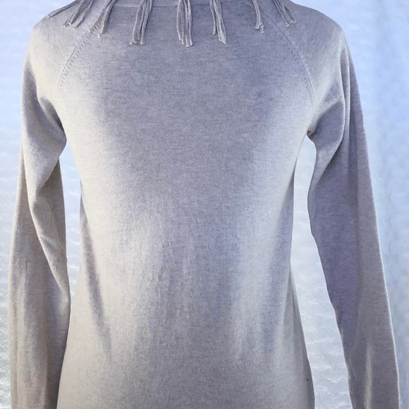 Style & CO Petite Cream Fringe Cowl Neck LS Top PP - Picture 2 of 6